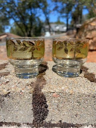 SET OF 2 vintage Culver Starlyte footed old fashion glasses