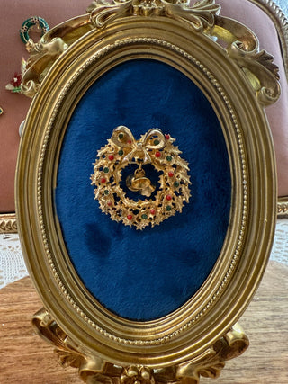 Christmas Wreath Brooch Pin Vintage|137870