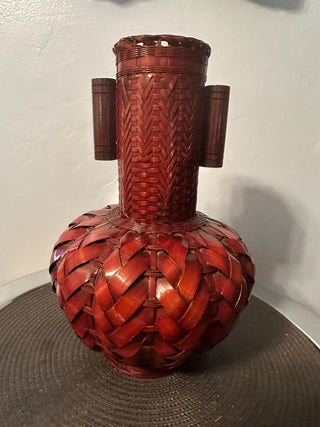 Vase Bamboo Red Weave|58574