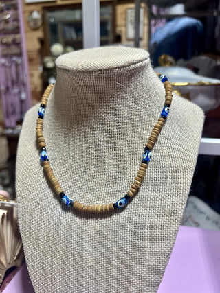 Y2K Wood and Eye Necklace|103335
