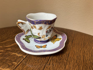Butterfly Tea Cup and Saucer, Purple with Gold Trim    MTS|69429