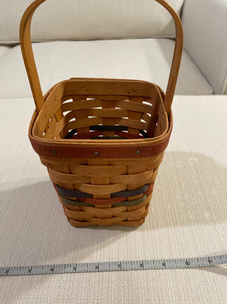 Vintage longaberger basket, tall with red blue and green stripe RSV