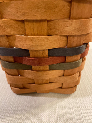 Vintage longaberger basket, tall with red blue and green stripe RSV