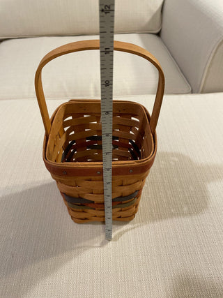 Vintage longaberger basket, tall with red blue and green stripe RSV