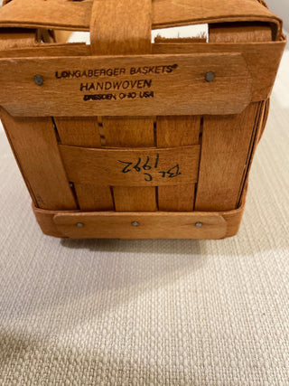 Vintage longaberger basket, tall with red blue and green stripe RSV
