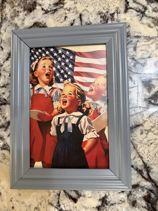 Vintage Patriotic/4th of July Framed Picture of Kids (2) RCD|169356