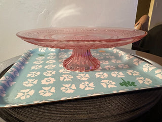Pressed Glass Cake Stand PINK MTS|115227