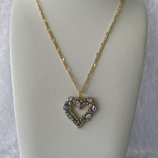 chain necklace w/ rhinestone heart pendant RSV