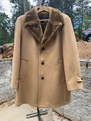 JP Men’s Casual Craft of New York Wool and Faux Fur Coat 42 R
