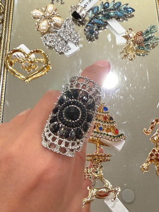 Black Crystal Statement Ring