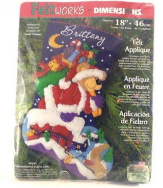 Dimensions Christmas Felt Stocking 18" Kit Felt 2001 Santa Bear Town #62 VV MTS|126192