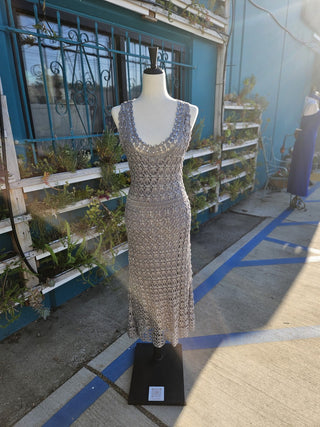 Vtg 90s/00s Silver Maxi Dress MTS|92689