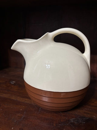 VTG Round Brown & Off White Pitcher NM MTS