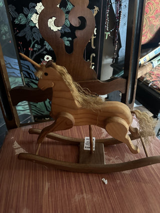 Vintage Wood unicorn rocking horse folk art #62 VV MTS