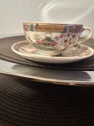 Vintage Teacup/Saucer China Pink Blossom Trim MTS