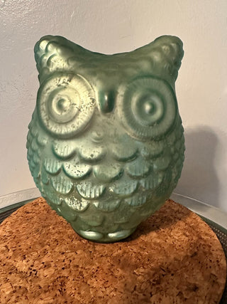 Owl Teal Glass Owl 10" MTS