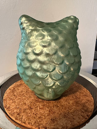 Owl Teal Glass Owl 10" MTS