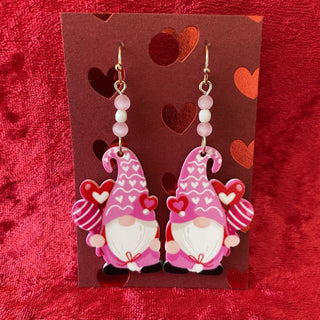 Valentine earrings, gnomes holding balloons RSV