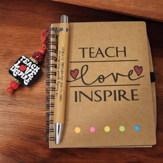 Notebook w/Matching Pen & Beaded Bookmark 4.09"x5.31" Teacher Life RSV|71130