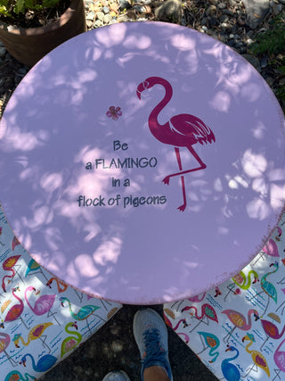 "Be A Flamingo In A Flock of Pigeons" Custom Designed Bistro Table and Two Chair Set (set of 3) RSV|96370