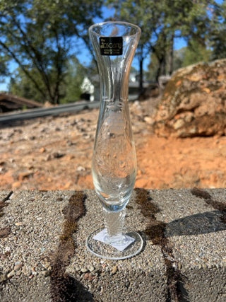 Toscany Crystal Vase Floral Etchings Hand Blown
