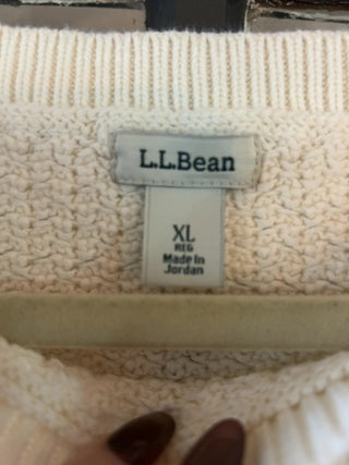 L.L. Bean cream cotton crewneck fisherman sweater Size XL