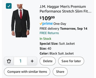 New Size 34R HAGGAR Men's Premium Stretch Classic Slim Fit Suit Jacket RCD