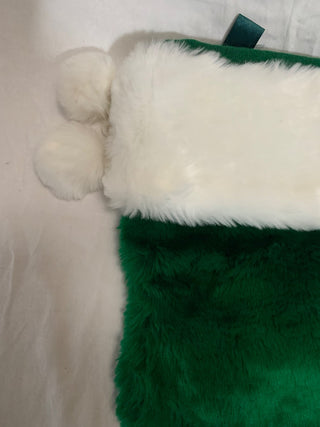 Green plush stocking w/white cuff|132223