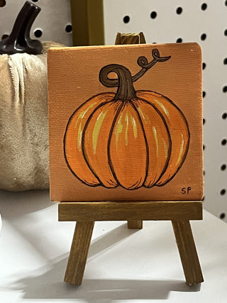 Handmade Pumpkin 3” Painting and Easel RSV|108658