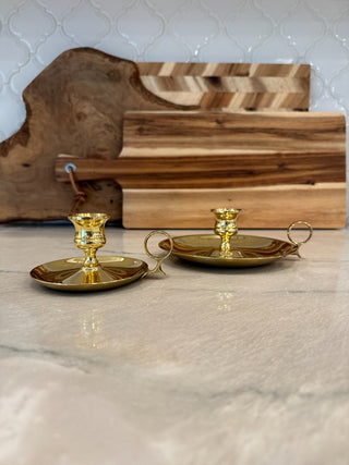 Set of Baldwin Brass chamber-stick candlestick holders 2|107152