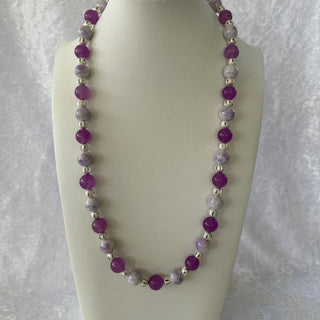 beaded necklace, purple & silver tone RSV