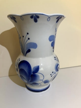 Russian Vase Porcelain Gzhel  Hand Painted Blue & White
