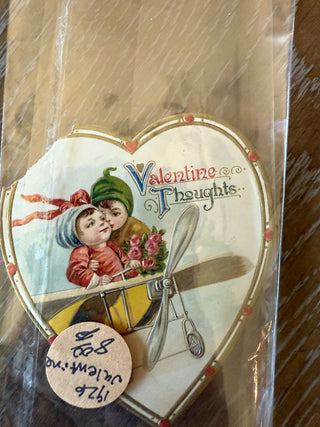 1926 Valentine’s Day card  boy and girl in plane RCD