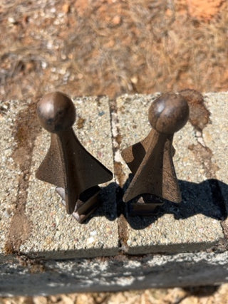 Set of 2 Vintage Cast Iron Finial Fence Topper 4-Sided 5.5”