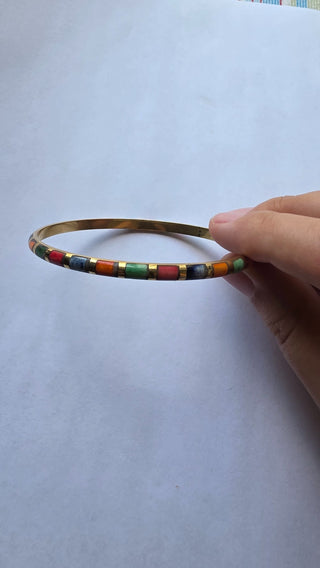Vintage enamel brass bangke bracelet|85519
