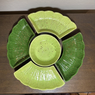 Vintage MCM 5 Pc Green Ceramic Chip & Dip Set MTS|80825