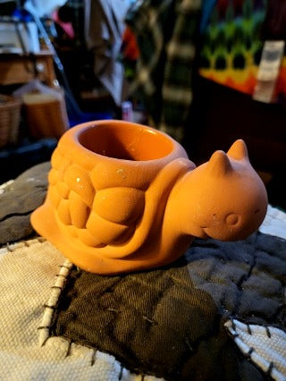 Vintage PartyLite Retired Terra Cotta Snail Tea Light Holder