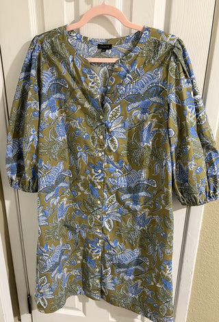 Women's Talbots Size 12 Hawaiian Floral Poplin Shirt Dress RCD|158807