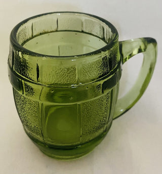 Vintage green barrel shot glass 2.5” RCD