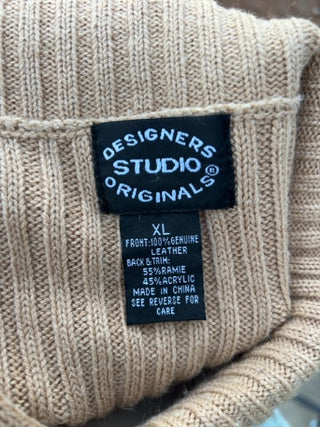 JP Designers Studio patchwork suede and knit sweater vest Size XL