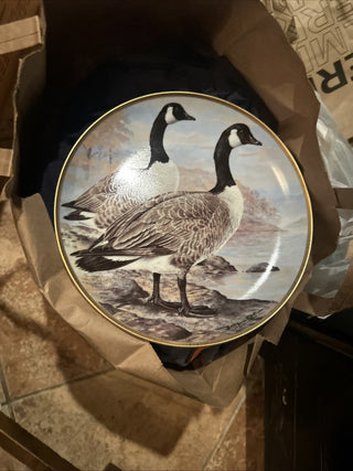 Vintage Franklin Porcelain Canada Goose by Basil Ede Standing Geese 9" plate #47 VV MTS