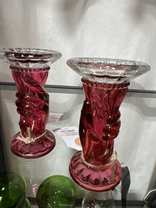 Fenton Ruby Hand/Torch Candleholders (set of 2)|53499