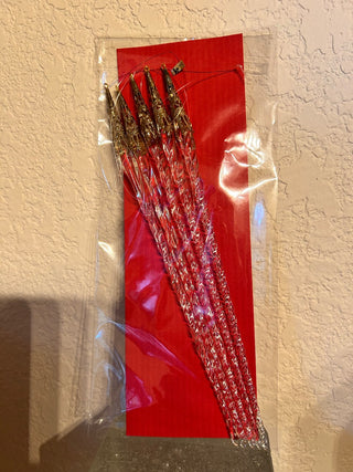 5 Vintage Glass Icicle Ornaments RSV|132492