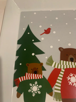 Crate&Barrel 12x12 holiday bears serving dish (each)|139452