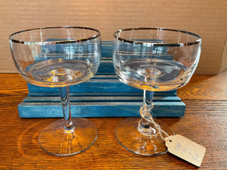 Pair Champagne Glasses Lenox SS rim MTS