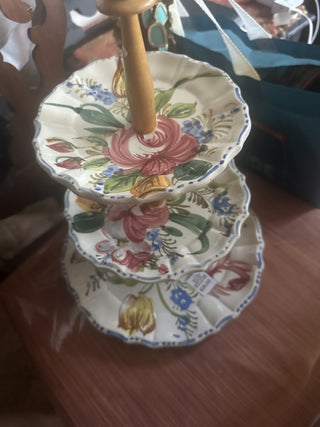 Italy made three tier dessert serving plate tower #62 VV MTS|89938