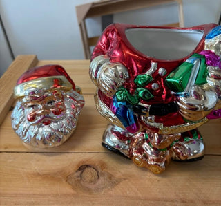 Vintage metallic Santa cookie jar,  RSV|120862