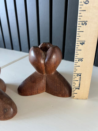Vintage carved wood candle holder set of 2 RSV|117032