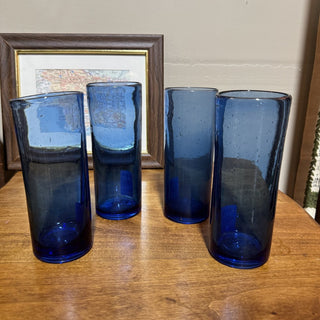 Hand Blown Blue Glass Tall Tumbler MTS