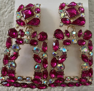 Pink Rhinestone Dangling Earrings MTS|64117